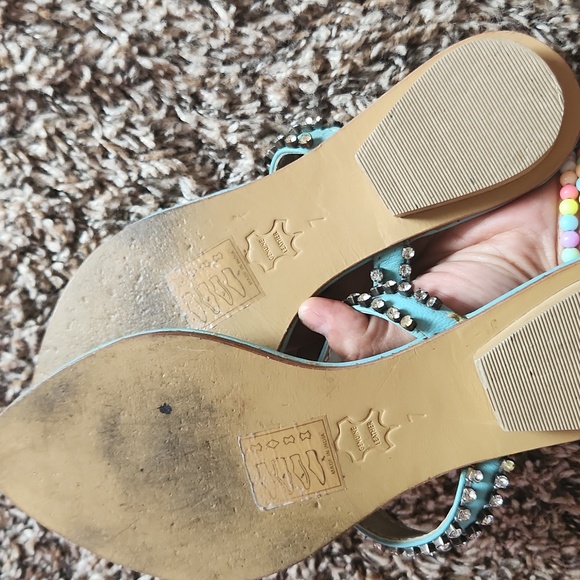 Leather Sandals. Flats. Size 7 diamond 💎 details. - Picture 8 of 8